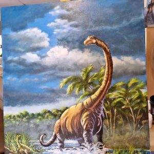 Hand painted Brachiosaurus NOT print Josephine Robinson
